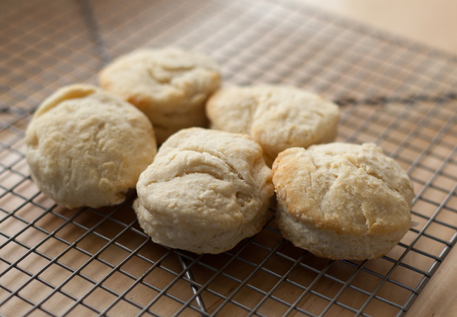 3. Biscuits: self rising flour + milk. Mix together and bake for 20 minutes in a 450 degree oven.
